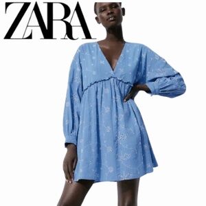 Zara Dress Short Embroidered Eyelet Medium